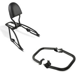 Set: Sissybar Harley Street 750 / 500 15-20 Fast Driver-S m. Gepäckträger + Sturzbügel für Harley Street 750/ Rod 15-20 SR1 schwarz_1