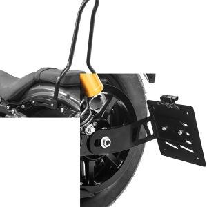 Sett: Sissy bar egnet for Yamaha XV 950 / R14-20 Tampa svart + sideskiltholder egnet for Yamaha XV 950 / R 14-20 svart