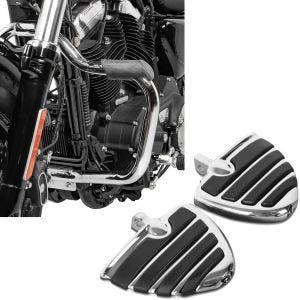 Set: Sturzbügel für Harley Sportster 2004-2020 Mustache chrom + Fussrasten Fahrer-Sozius für Harley-Davidson FP13 chrom_1