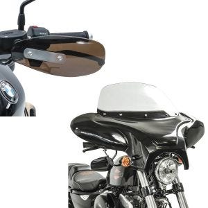 Set: Batwing Verkleidung für Chopper und Custombikes mit Windschild schwarz + Handprotektoren Universal HP Lenkerschutz dunkel getönt_1