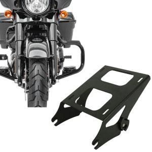 Set: Sturzbügel für Harley Street Glide Special 15-21 CR Mustache schwarz + Topcase Träger Doppelsitzbank für Harley Touring 14-21 schwarz_1