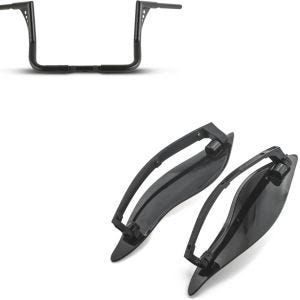Set: Lenker Ape Hanger 12" für Harley Street Glide 06-20 schwarz + Seitlicher Windabweiser für Harley- Touring 14-21 schwarz_1