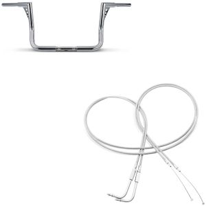 Set: Lenker Ape Hanger 12" für Harley Street Glide 06-20 chrom + Gaszug für Harley Street Glide 06-07 Edelstahl/Nylon 130cm_1