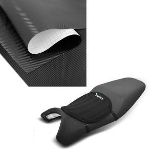 Set: Gel Sitzkissen Neopren M Gelkissen Sitzauflage in schwarz + Wrapping Klebefolie Carbonfolie 75x100cm Carbon-Look 3D in schwarz_1