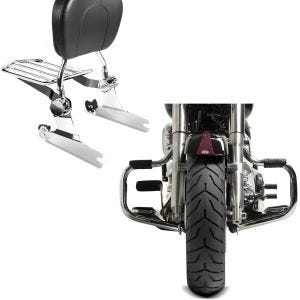 Set: Sissybar Harley Heritage Softail Classic 00-17 Fast Driver-M Flex + Sturzbügel für Harley Heritage Softail Classic 00-17 Mustache chrom_1