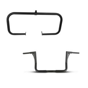 Set: Lenker Ape Hanger 12" für Harley Street Glide 06-20 schwarz + Sturzbügel für Harley Davidson Touring 09-21 TR2 schwarz_1