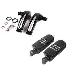 Set: Deckelheber Hartschalenkoffer für Harley Touring 2014-2021 schwarz + Fußrasten Fahrer-Sozius BQ für Harley Universal schwarz_1