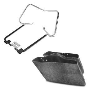 Sett: bagasjeholder egnet for Harley Davidson Touring 97-08 med beskyttelsesstang krom Craftride + innvendig fôr for sidevesker egnet for Harley Davidson Touring 94-13 Craftride
