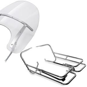 Set: Windschild Harley Road King / Classic/ Special 93-21 abnehmbar + Kofferträger Twin Rail für Harley Touring 97-08 mit Schutzbügel_1