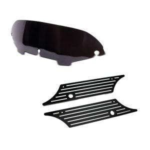 Set: Edge Cut Satteltaschen Verschluss für Harley Touring Modelle 93-13 + Windschild 4,5" für Harley- Electra-Street Glide 96-13 schwarz_1