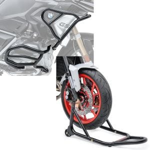 Sett: Crash bar sett egnet for BMW R 1250 GS 19-23 topp og bunn XL8 crash bar + reparasjonsstativ forhjul med gummierte fester for motorsykkel jekk foran