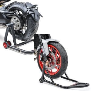 Set: Einarmständer KTM 1290 Super Duke / R 14-21 Montageständer Single-One + Montageständer Vorderrad mit gummierten Aufnahmen Motorradheber vorne_1
