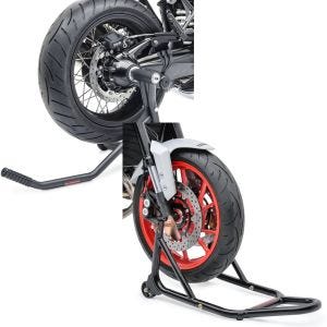 Set: Einarmständer BMW R NineT 14-20 Montageständer Single-Racing matt + Montageständer Vorderrad mit gummierten Aufnahmen Motorradheber vorne_1
