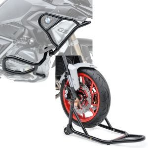 Set: Sturzbügel Set für BMW R 1250 GS 19-21 oben und unten XL6 Schutzbügel + Montageständer Vorderrad mit gummierten Aufnahmen Motorradheber vorne_1