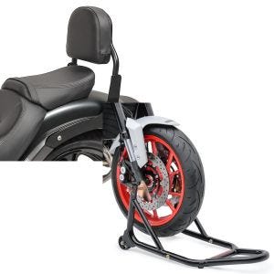 Set: Sissy Bar XS3 für Kawasaki Vulcan S / Café 15-21 schwarz + Montageständer Vorderrad mit gummierten Aufnahmen Motorradheber vorne_1