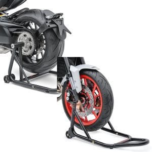 Sett: Enarmsstativ egnet for Ducati Diavel / S 11-22 arbeidsstativ Single-Classic + arbeidsstativ forhjul med gummierte fester for motorsykkeljekken foran