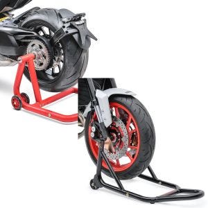 Sett: Enarmsstativ egnet for Ducati Hypermotard 950 / SP 19-24 arbeidsstativ Single Constands + arbeidsstativ forhjul med gummierte fester, frontmotorsykkeljekk