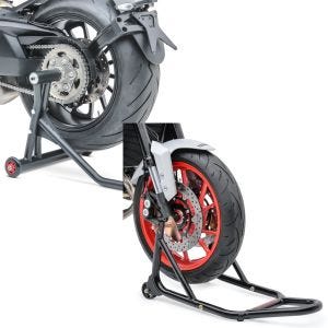 Set: Einarmständer KTM 1290 Super Duke / R 14-21 Montageständer Single + Montageständer Vorderrad mit gummierten Aufnahmen Motorradheber vorne_1