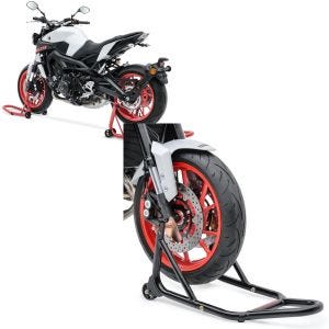 Set: Montageständer Set FR Motorradständer vorne und hinten + Montageständer Vorderrad mit gummierten Aufnahmen Motorradheber vorne_1