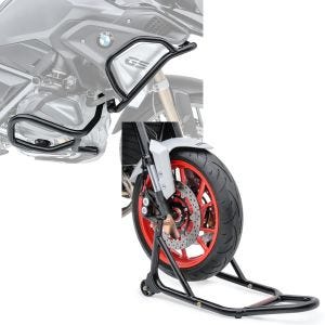 Set: Sturzbügel Set für BMW R 1250 GS 19-21 L2 oben und unten + Montageständer Vorderrad mit gummierten Aufnahmen Motorradheber vorne_1