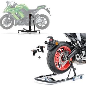 Set: Zentralständer Kawasaki Z 1000 SX 11-21 Motorradheber Power-Evo + Rangierhilfe Montageständer Hinterrad Mover 1 universal schwarz_1