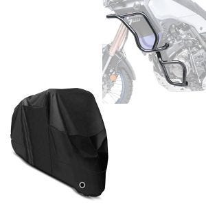 Set: Sturzbügel Set für Yamaha Tenere 700 19-21 oben und unten Schutzbügel + Abdeckplane XL Abdeckhaube in schwarz_1