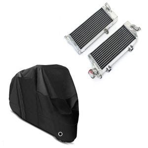 Set: Kühler Radiator für KTM EXC 125 / 200 / 250 / 300 2-Takt 2008-2015 + Abdeckplane XL Abdeckhaube in schwarz_1