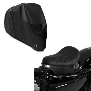 Set: Solo Federsattel mit Grundplatte SG11 schwarz + Abdeckplane XL Abdeckhaube in schwarz_1