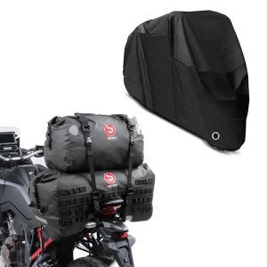 Set: Hecktasche Set SX70 + XF40 Volumen 110 L Dry Bag Wasserdicht + Abdeckplane XL Abdeckhaube in schwarz_1