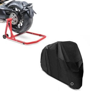 Sett: enkeltarmsstativ egnet for Ducati Monster 1200 / S 14-20 arbeidsstativ Enkelt + presenning XL trekk i sort