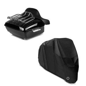 Set: Topcase King OLR Universal für Chopper Cruiser Custombikes + Abdeckplane XL Abdeckhaube in schwarz_1