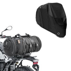 Set: Hecktasche TB8 Gepäckrolle inkl. Spanngurte 35Ltr in schwarz + Abdeckplane XL Abdeckhaube in schwarz_1
