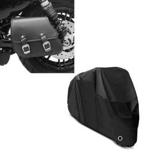 Set: Schwingentasche + Halter für Harley Sportster Forty-Eight 48 10-20 + Abdeckplane XL Abdeckhaube in schwarz_1