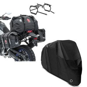 Set: Satteltaschen Set WP8 für Yamaha Tenere 700 19-21 mit Hecktasche + Abdeckplane XL Abdeckhaube in schwarz_1