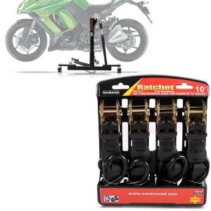 Set: Zentralständer Kawasaki Z 1000 SX 11-21 Motorradheber Power-Evo + Spanngurt Set mit Ratsche und Haken inkl 4x Zurrschlaufe in schwarz_1