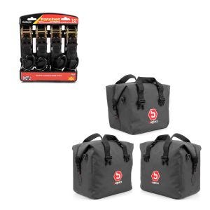Set: Innentaschen für Aluminium Koffer für BMW R 1250 GS / Adventure 19-21 + Spanngurt Set mit Ratsche und Haken inkl 4x Zurrschlaufe in schwarz_1