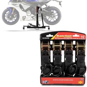 Set: Zentralständer Yamaha YZF-R1 15-21 Motorradheber Power-Evo + Spanngurt Set mit Ratsche und Haken inkl 4x Zurrschlaufe in schwarz_1