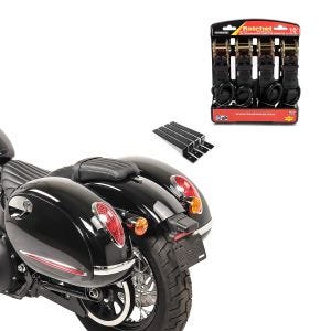 Set: Seitenkoffer Set Alabama 33Ltr inkl Haltesatz Hartschalenkoffer + Spanngurt Set mit Ratsche und Haken inkl 4x Zurrschlaufe in schwarz_1