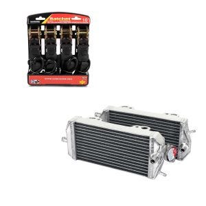 Set: Kühler Radiator für Gas Gas EC / MC 200 / 250 / 300 07-17 + Spanngurt Set mit Ratsche und Haken inkl 4x Zurrschlaufe in schwarz_1