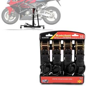 Set: Zentralständer Honda CBR 600 RR 03-06 Motorradheber Power-Evo + Spanngurt Set mit Ratsche und Haken inkl 4x Zurrschlaufe in schwarz_1