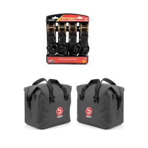 Set: Aluminium Koffer Innentasche für BMW R 1250 GS / Adventure 19-21 + Spanngurt Set mit Ratsche und Haken inkl 4x Zurrschlaufe in schwarz_1