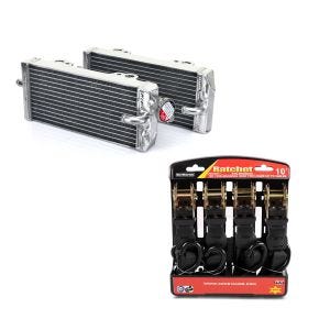 Set: Kühler Radiator für Gas Gas EC/ MC 200/ 250/ 300 98-06 rechts links + Spanngurt Set mit Ratsche und Haken inkl 4x Zurrschlaufe in schwarz_1