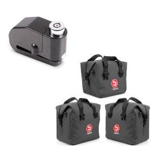 Set: Innentaschen für Aluminium Koffer für BMW R 1250 GS / Adventure 19-21 + Bremsscheibenschloss Alarm 120dB BS-Motoparts Diebstahlschutz schwarz_1