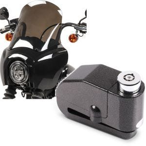 Set: Lampenmaske MG5 für Harley Softail Street Bob 18-20 Lampen Verkleidung + Bremsscheibenschloss Alarm 120dB BS-Motoparts Diebstahlschutz schwarz_1