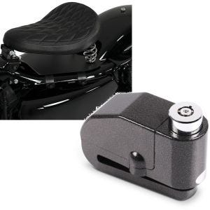Sett: Solo fjærcaliper med bunnplate SG11 svart + bremseskivelås alarm 110dB BS-Motoparts tyverisikring svart