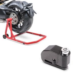 Sett: Enarmsstativ egnet for Ducati Monster 1200 / S 14-20 arbeidsstativ Enkelt + bremseskivelåsalarm 110dB BS-Motoparts tyverisikring svart