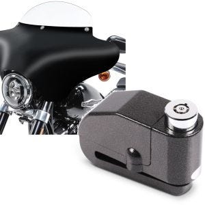 Sett: Batwing fairing med frontrute M egnet for Chopper og Bobber MW8 + bremseskivelås alarm 110dB BS-Motoparts tyveribeskyttelse svart