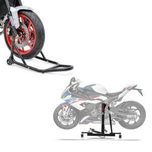 Set: Zentralständer BMW S 1000 RR 19-21 Motorradheber Power-Evo + Montageständer Vorderrad mit gummierten Aufnahmen Motorradheber vorne_1