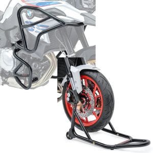 Set: Sturzbügel XL Set für BMW F 850 GS / F 750 GS 18-21 oben unten + Montageständer Vorderrad mit gummierten Aufnahmen Motorradheber vorne_1