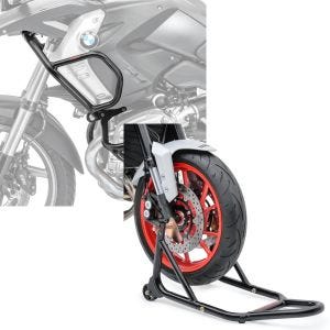 Set: Sturzbügel Set L2 für BMW R 1200 GS 08-12 oben und unten Schutzbügel + Montageständer Vorderrad mit gummierten Aufnahmen Motorradheber vorne_1
